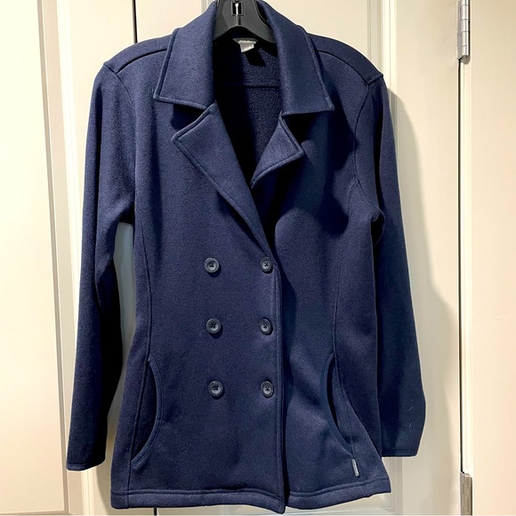 Eddie Bauer Jacket Long Sleeve Women’s Blue Knit Double Breasted Large B… - Picture 9 of 9